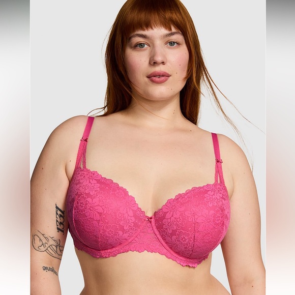Victoria’s Secret PINK Wink Push Up Bra 40B And Matching Panty Set VS rose shine - Picture 2 of 9